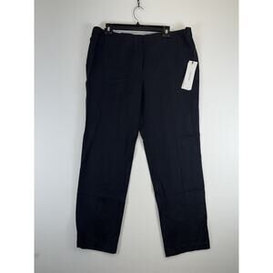 Calvin Klein Pants Womens 14 Navy Highline Linen Blend Straight Leg Career New